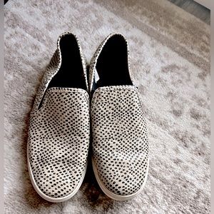 Leopard print slip on womens shoes, size 10